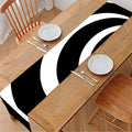 Black And White Optical Illusion Print Table Runner