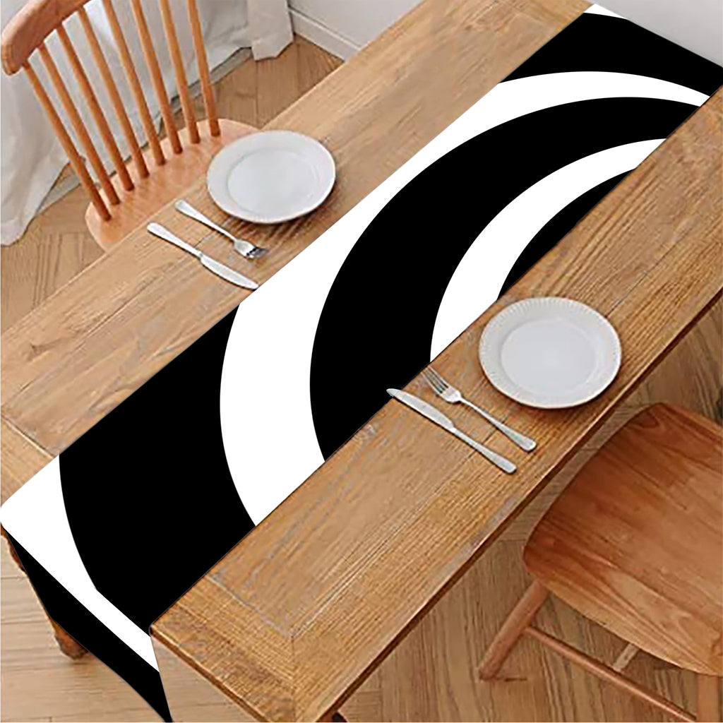 Black And White Optical Illusion Print Table Runner