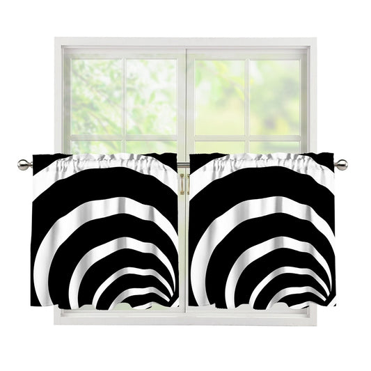 Black And White Optical Illusion Print Tier Curtains