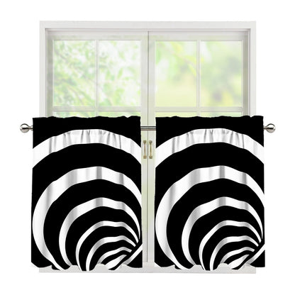 Black And White Optical Illusion Print Tier Curtains