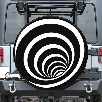Black And White Optical Illusion Print Tire Cover