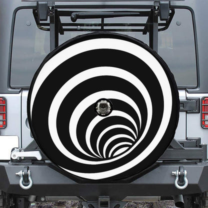 Black And White Optical Illusion Print Tire Cover With Camera Hole