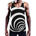 Black And White Optical Illusion Print Men's Workout Tank Top