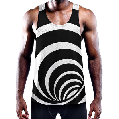Black And White Optical Illusion Print Training Tank Top