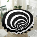 Black And White Optical Illusion Print Waterproof Round Tablecloth