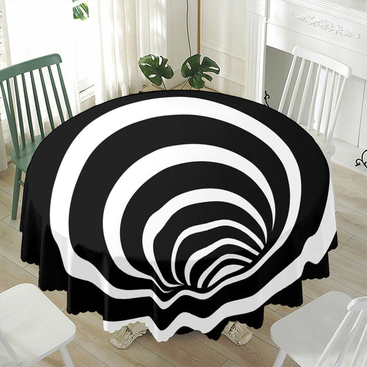 Black And White Optical Illusion Print Waterproof Round Tablecloth