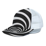 Black And White Optical Illusion Print White Mesh Trucker Cap