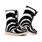 Black And White Optical Illusion Print Winter Boots