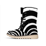 Black And White Optical Illusion Print Winter Boots
