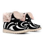 Black And White Optical Illusion Print Winter Boots