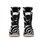 Black And White Optical Illusion Print Winter Boots