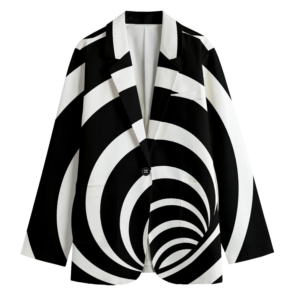 Black And White Optical Illusion Print Women's Blazer
