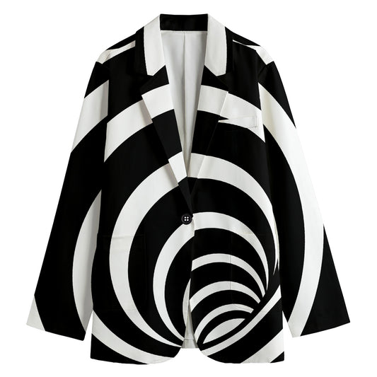 Black And White Optical Illusion Print Women's Blazer