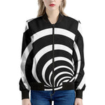 Black And White Optical Illusion Print Women's Bomber Jacket