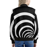 Black And White Optical Illusion Print Women's Bomber Jacket