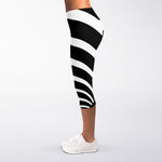 Black And White Optical Illusion Print Women's Capri Leggings