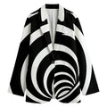 Black And White Optical Illusion Print Women's Cotton Blazer