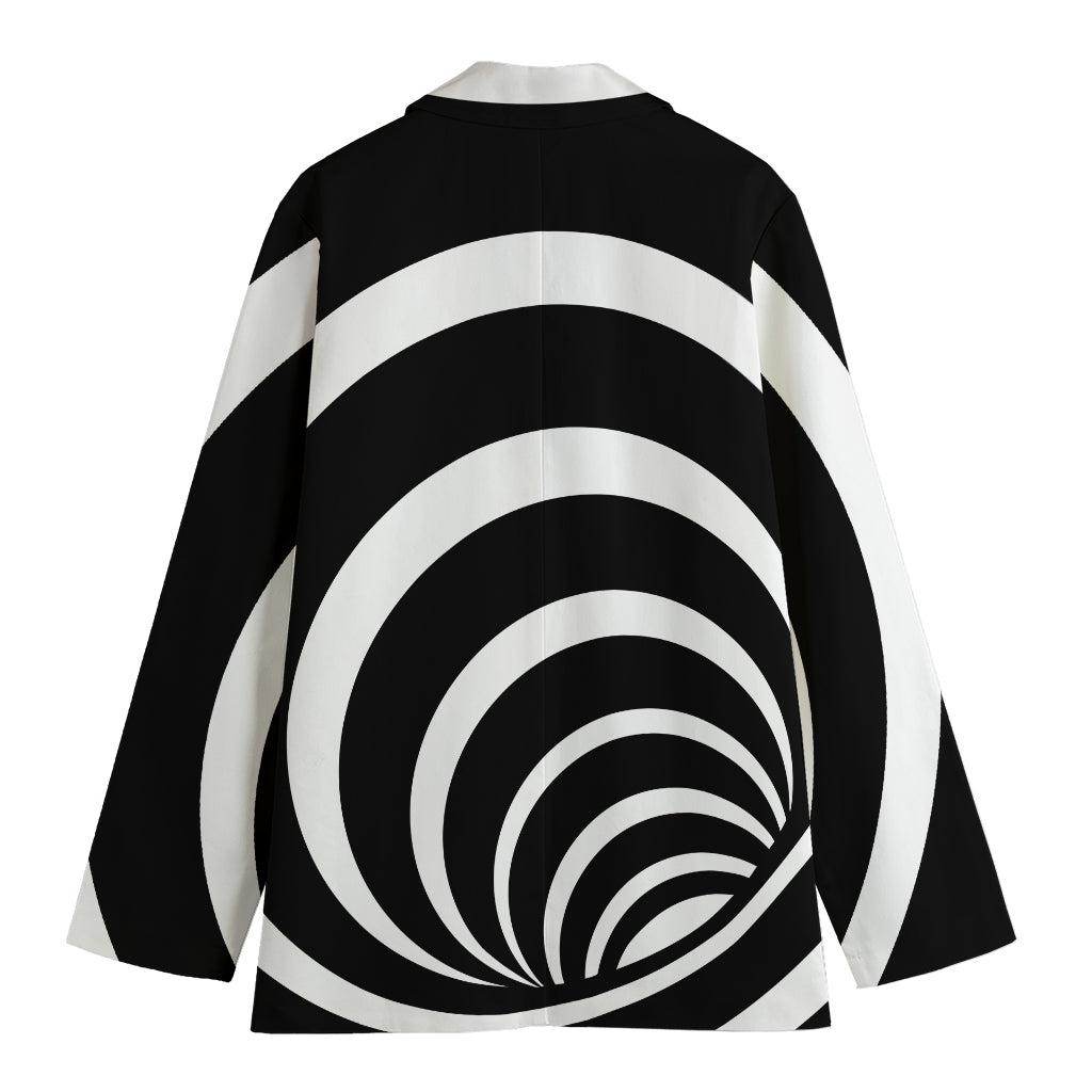 Black And White Optical Illusion Print Women's Cotton Blazer
