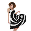 Black And White Optical Illusion Print Sleeveless Knee Length Dress