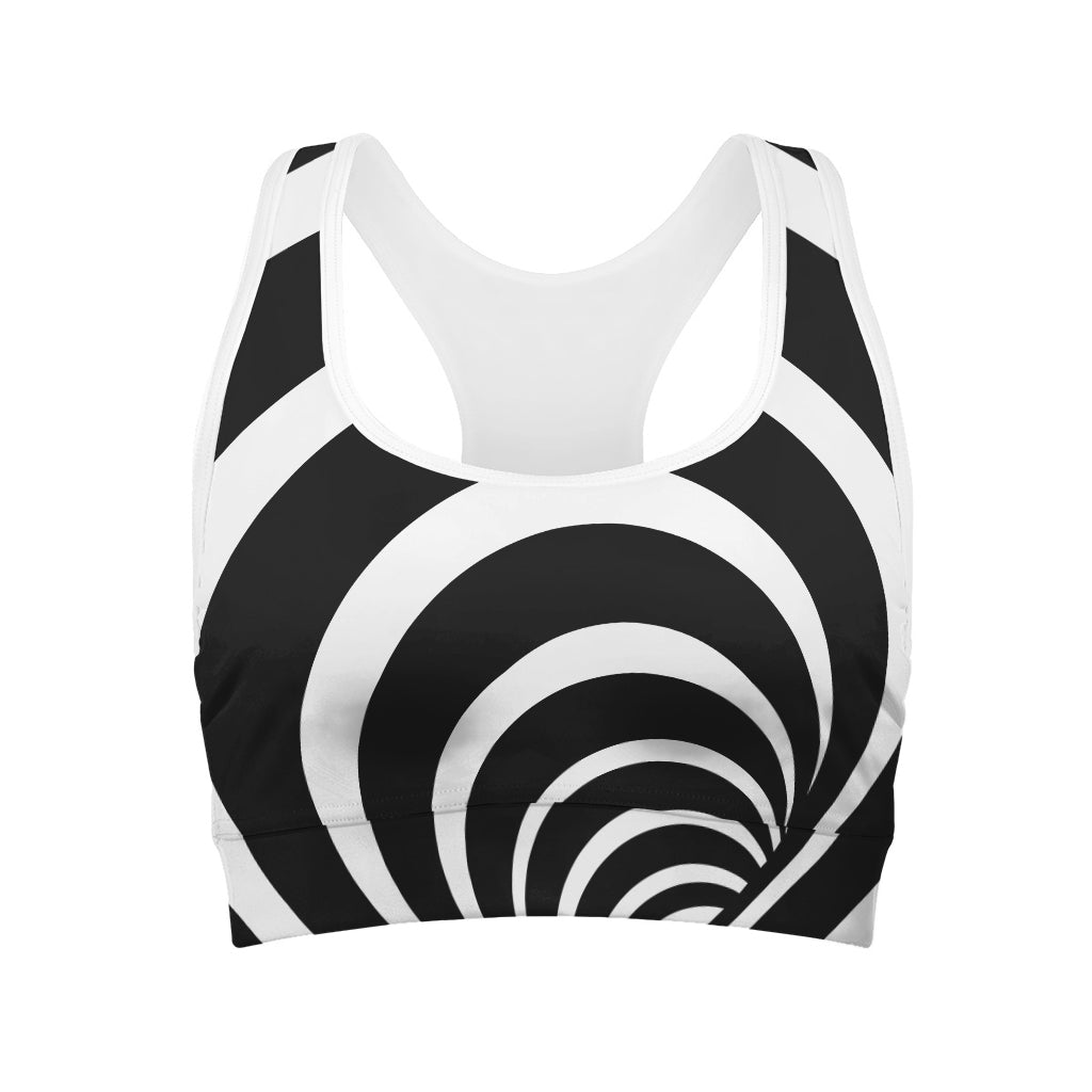 Black And White Optical Illusion Print Women's Sports Bra