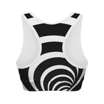 Black And White Optical Illusion Print Women's Sports Bra