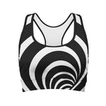 Black And White Optical Illusion Print Women's Sports Bra