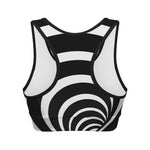 Black And White Optical Illusion Print Women's Sports Bra