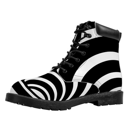 Black And White Optical Illusion Print Work Boots