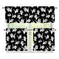 Black And White Origami Pattern Print 3 Piece Kitchen Curtains