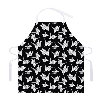 Black And White Origami Pattern Print Adjustable Apron