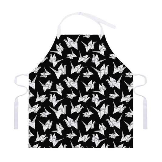 Black And White Origami Pattern Print Adjustable Apron