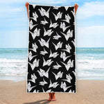Black And White Origami Pattern Print Beach Towel