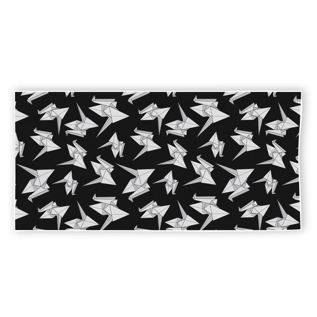 Black And White Origami Pattern Print Beach Towel