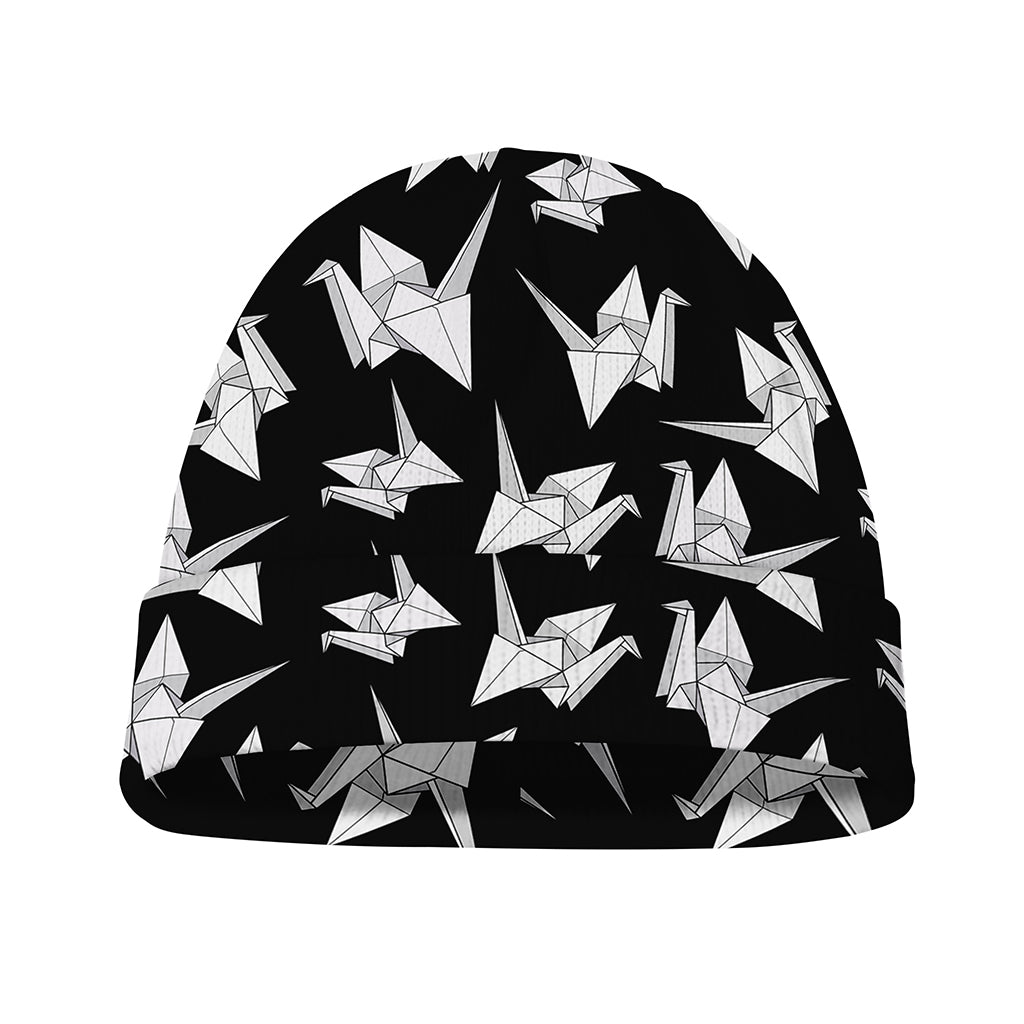 Black And White Origami Pattern Print Beanie