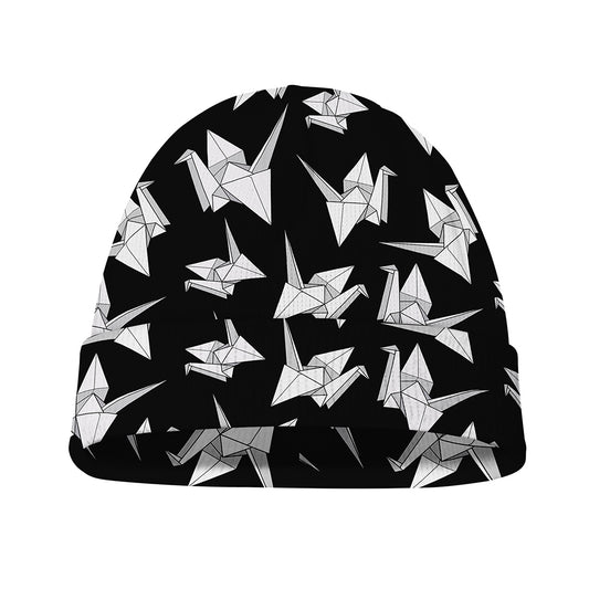 Black And White Origami Pattern Print Beanie