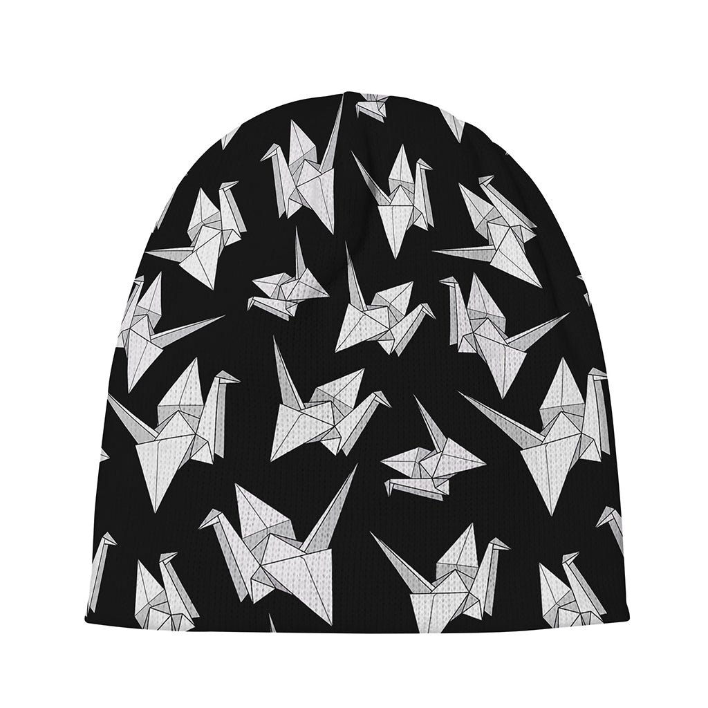Black And White Origami Pattern Print Beanie
