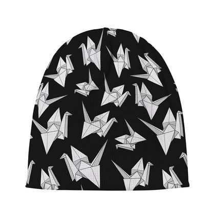 Black And White Origami Pattern Print Beanie