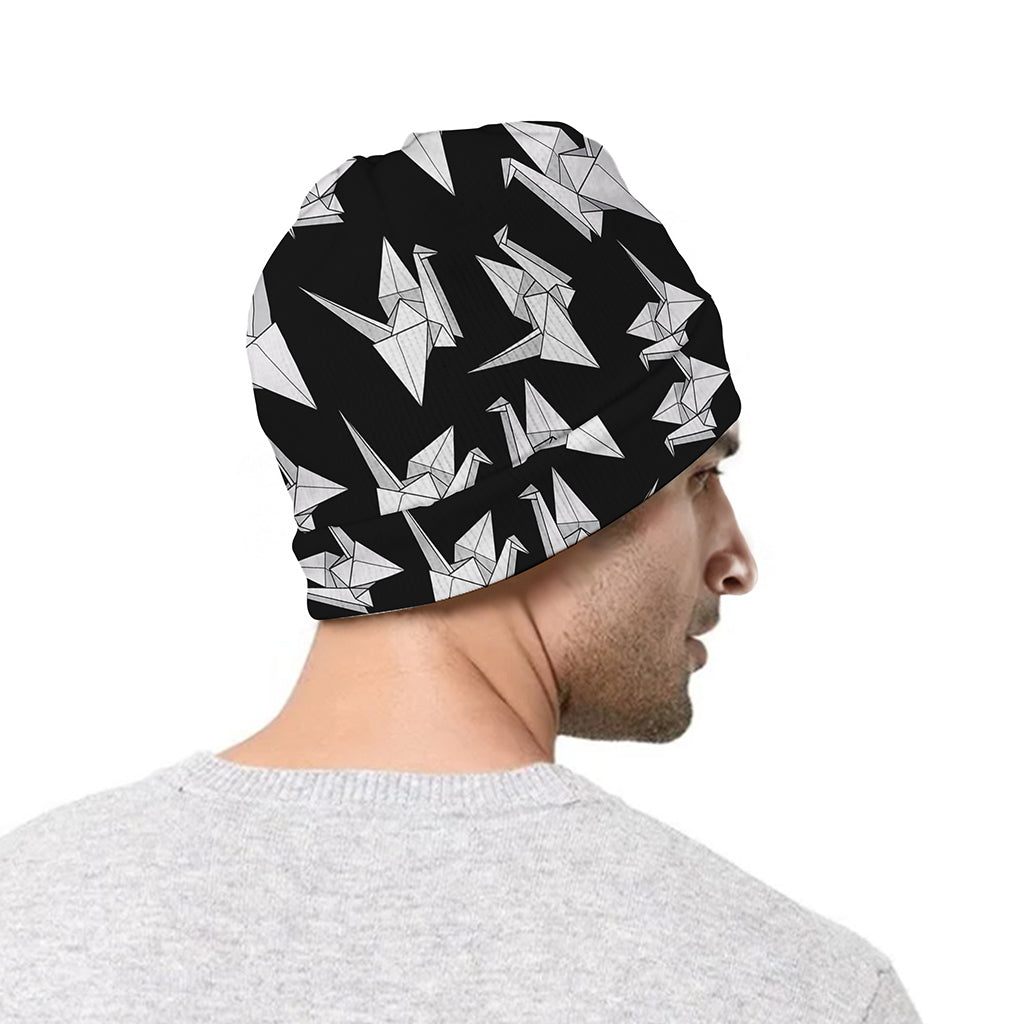 Black And White Origami Pattern Print Beanie
