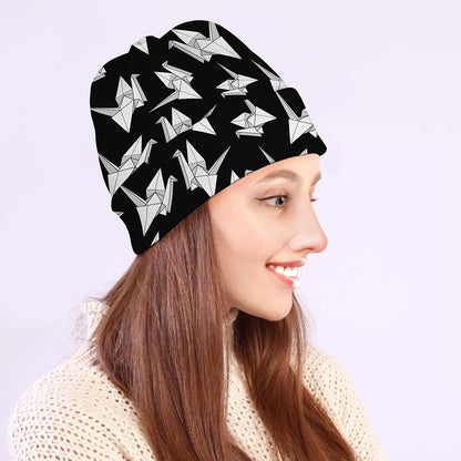 Black And White Origami Pattern Print Beanie