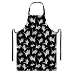 Black And White Origami Pattern Print Bib Apron With Pocket