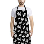 Black And White Origami Pattern Print Bib Apron With Pocket