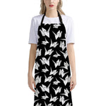 Black And White Origami Pattern Print Bib Apron With Pocket
