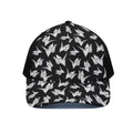 Black And White Origami Pattern Print Black Mesh Trucker Hat