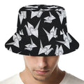 Black And White Origami Pattern Print Bucket Hat