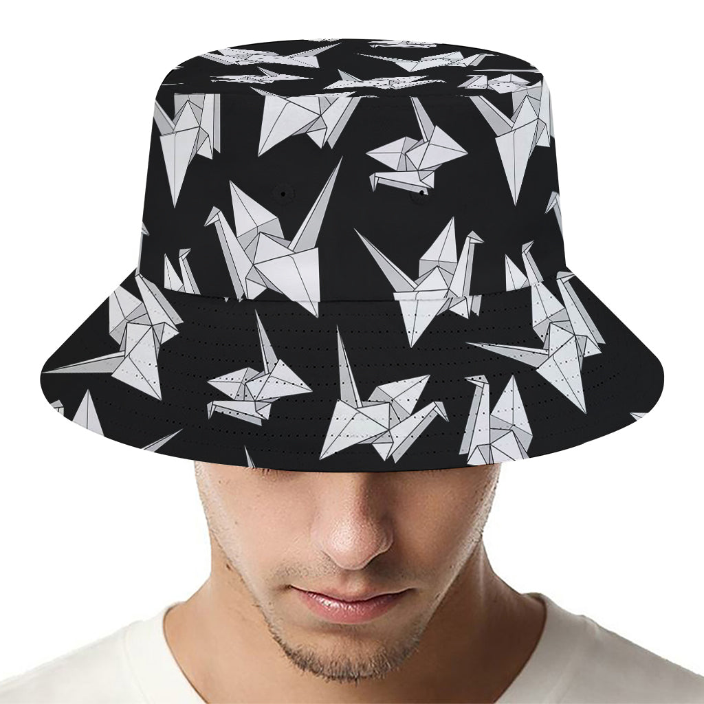 Black And White Origami Pattern Print Bucket Hat