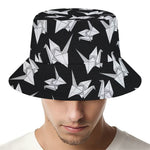 Black And White Origami Pattern Print Bucket Hat