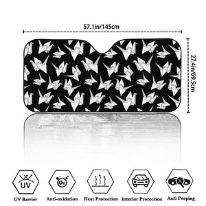 Black And White Origami Pattern Print Car Windshield Sun Shade