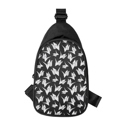 Black And White Origami Pattern Print Chest Bag