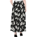 Black And White Origami Pattern Print Chiffon Maxi Skirt