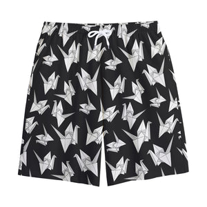 Black And White Origami Pattern Print Cotton Shorts